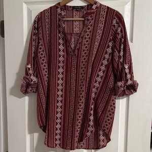 Papermoon Patterned Women's Top; Maroon, White, size M